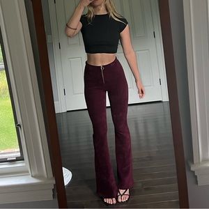 NWT Topshop Velvet Flared Maroon Bell Bottom Pants